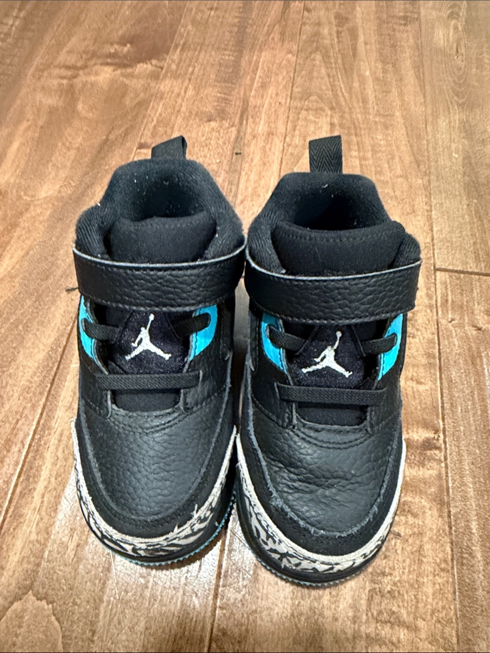 Jordan Kids Black and Teal High-Top Sneakers